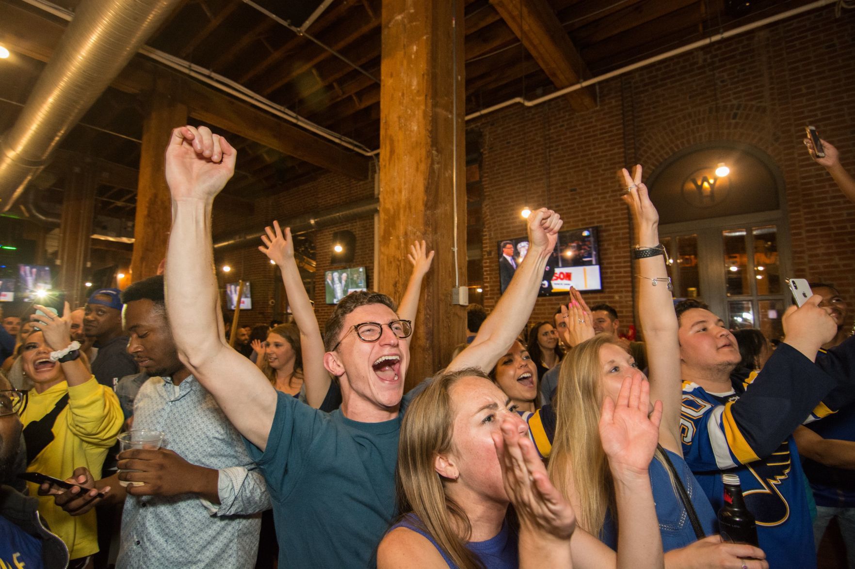 Blues Fans at Wheelhouse during Stanley Cup Final Game 7. Spons